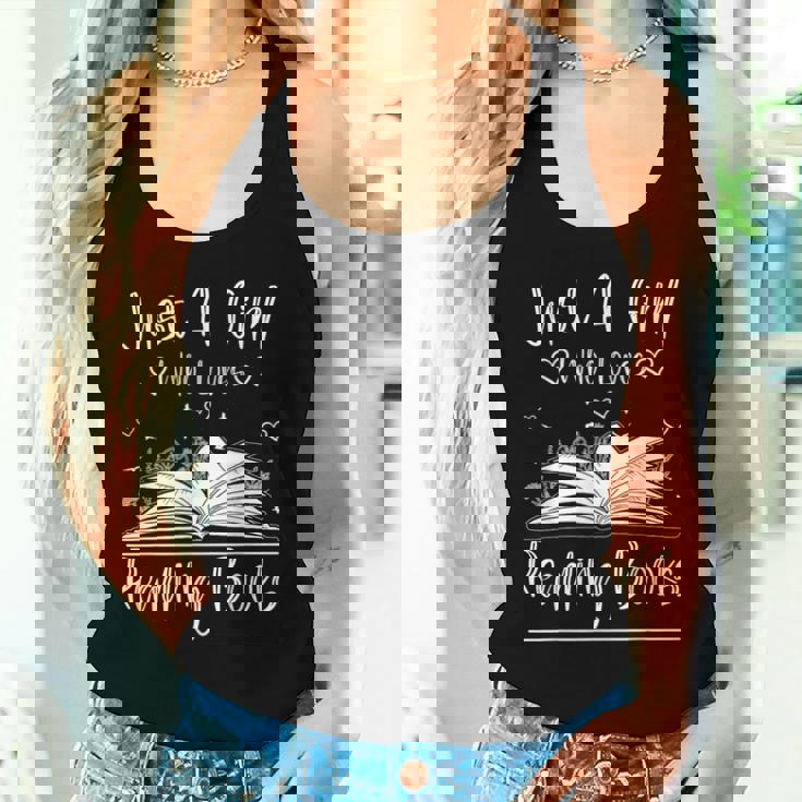 Just A Girl Who Loves Books Amantes De Libros Divertidos Camiseta sin mangas para mujer Regalos para ella