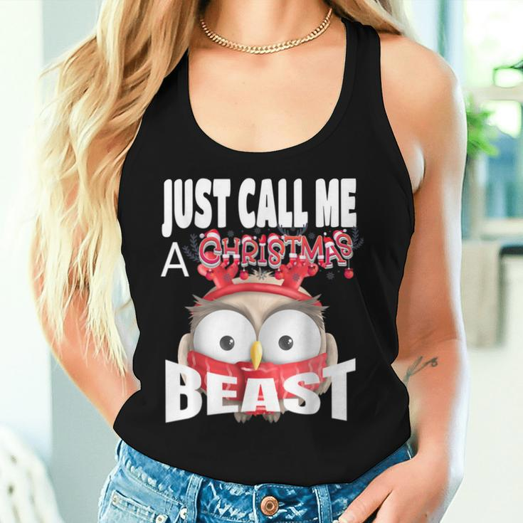 Just Call A Christmas Beast With Cute Little Owl Women Tank Top Gifts for Her