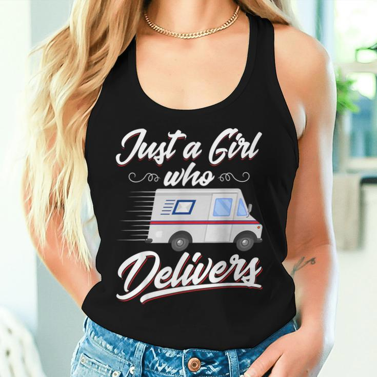 Just A Girl Who Delivers Postwoman Mail Truck Driver Women Tank Top Gifts for Her