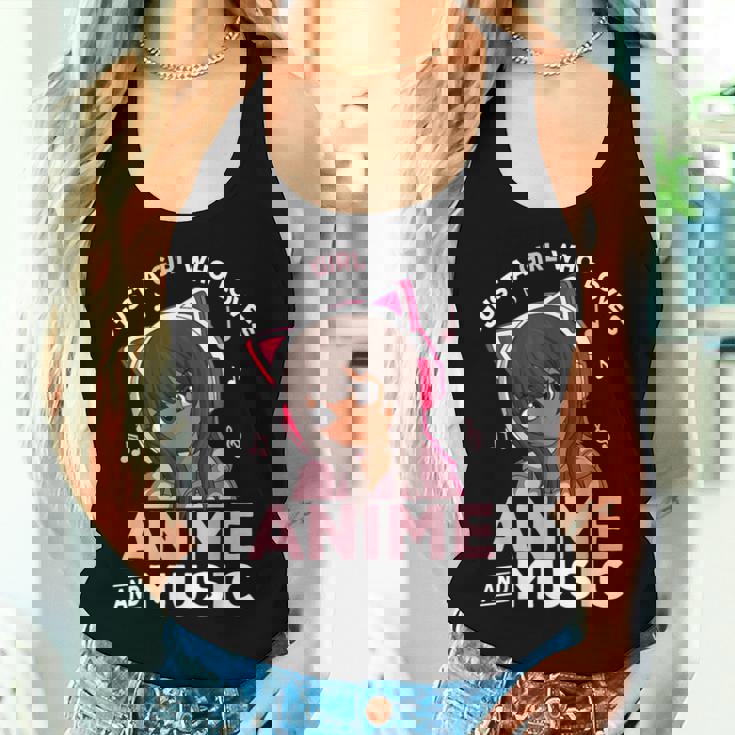 Just A Girl Who Loves Anime And Music Black Girl Anime Merch Women Tank Top Gifts for Her