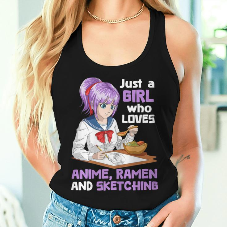 Just A Girl Who Loves Anime Ramen And Sketching Japan Anime Women Tank Top Gifts for Her