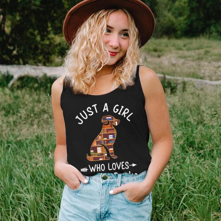 Just A Girl Who Loves Dogs And Books Reading Dog Puppy Lover Women Tank Top Gifts for Her