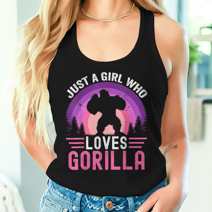 Just A Girl Who Loves Gorillas Great Retro Vintage Gorilla Women Tank Top Gifts for Her