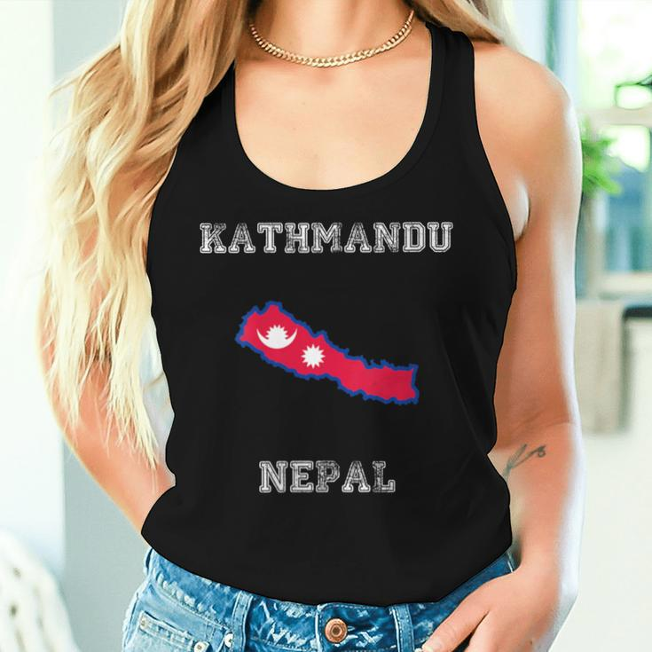 Kathmandu Nepal Vintage Nepal Flag Map Women Tank Top Gifts for Her