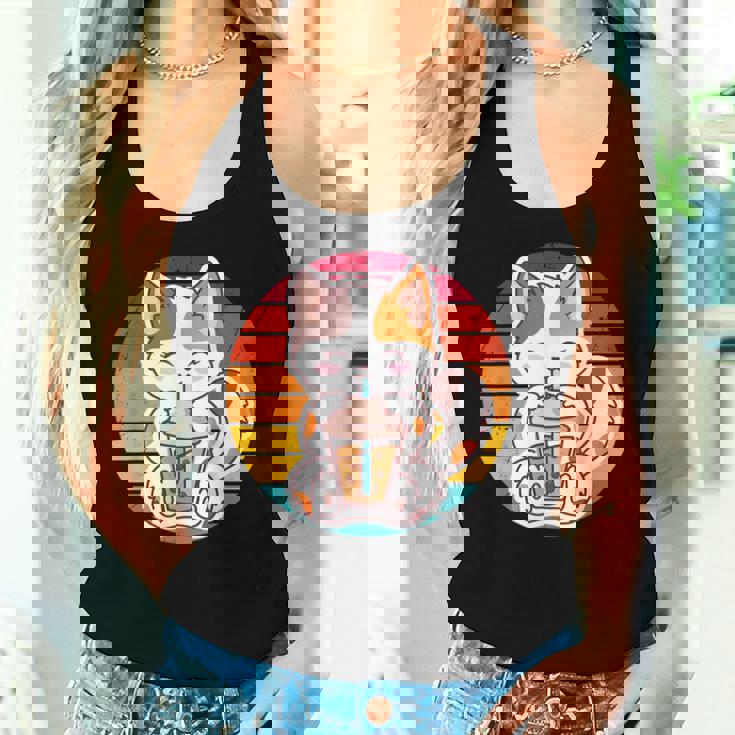 Kawaii Cat Boba Tea Bubble Anime Japanese Neko Girls Ns Women Tank Top Gifts for Her