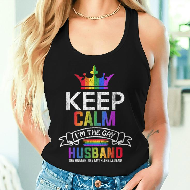 Keep Calm The Gay Husband Wife Papa Dad Family Lgbt Pride Women Tank Top Gifts for Her