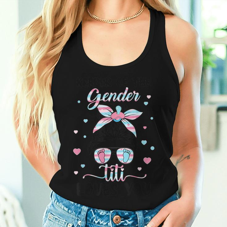 Keeper Of The Gender Titi Loves You Gender Reveal Messy Bun Women Tank Top Gifts for Her