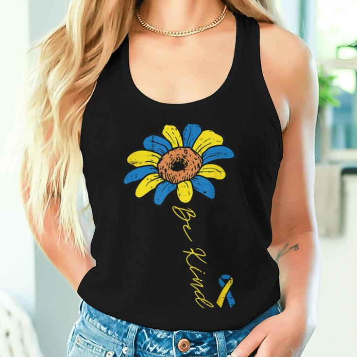 Be Kind Flower Down Syndrome Ribbon Awareness T21 Girl Women Tank Top Gifts for Her