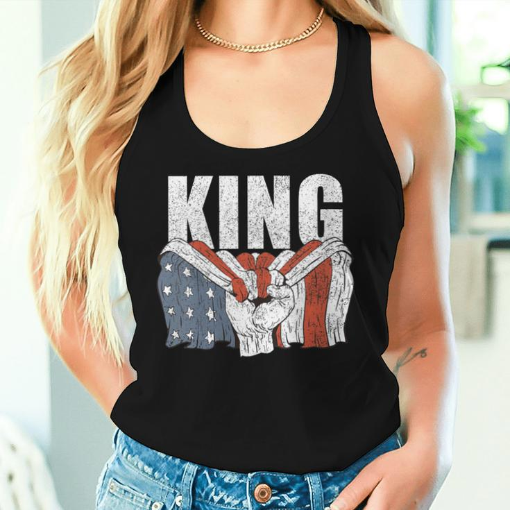 King Last Name Family Matching Retro American Flag Women Tank Top Gifts for Her