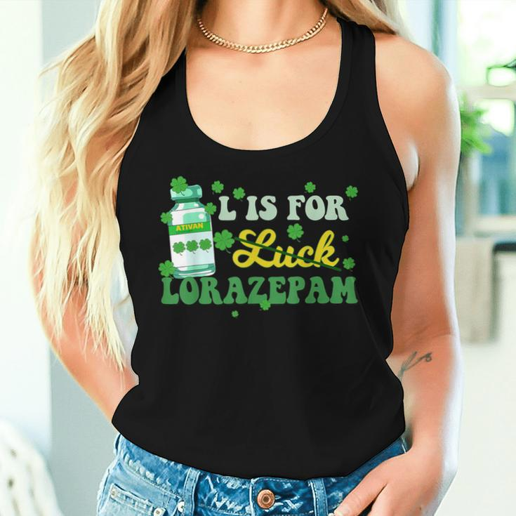 L Is For Luck Lorazepam St Patrick's Day Nurse Pharmacist Women Tank Top Gifts for Her
