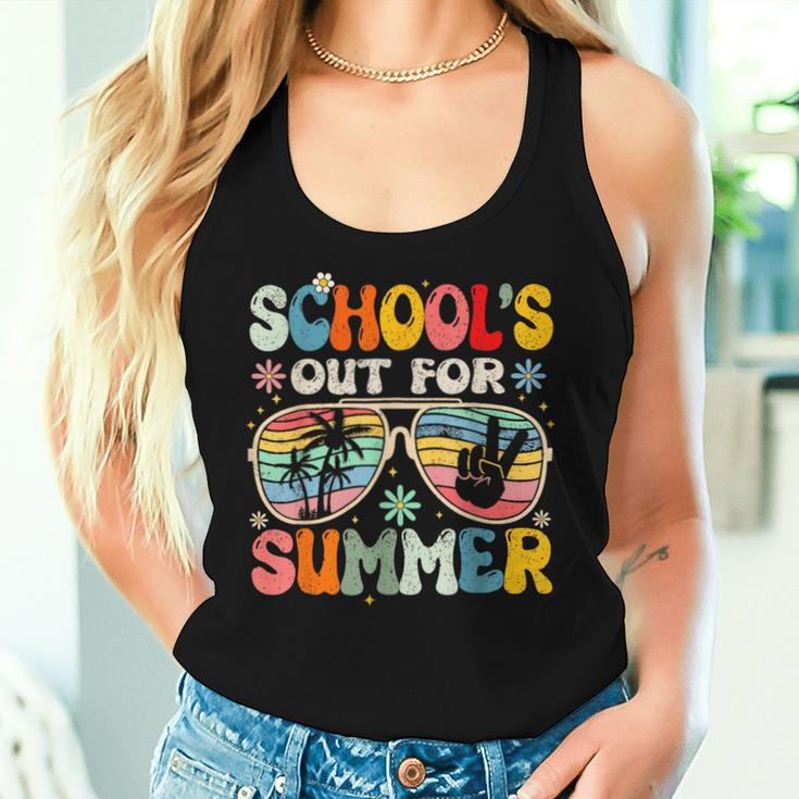 Last Day Of School Groovy School's Out For Summer Teacher Women Tank Top Gifts for Her