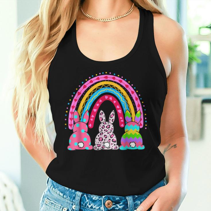 Leopard Rainbow Easter Bunny Rabbit Cute Happy Easter Women Tank Top Gifts for Her