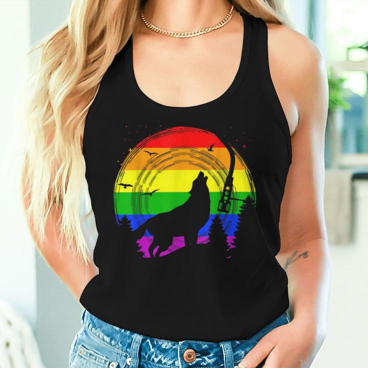 Lgbt Gay Pride Rainbow Flag Music Turntable Wolf Women Tank Top Gifts for Her