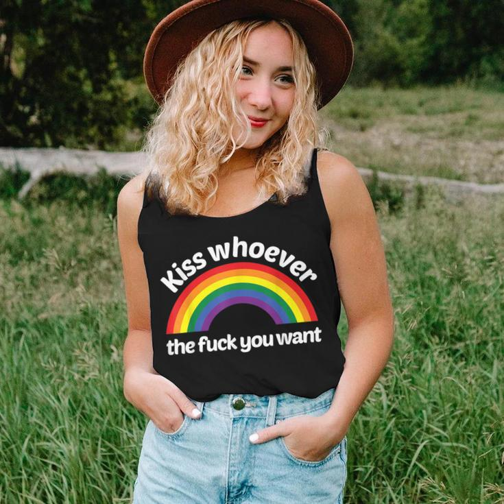 Lgbt Gay Pride Rainbow Kiss Whoever The Fuck You Want Women Tank Top Gifts for Her
