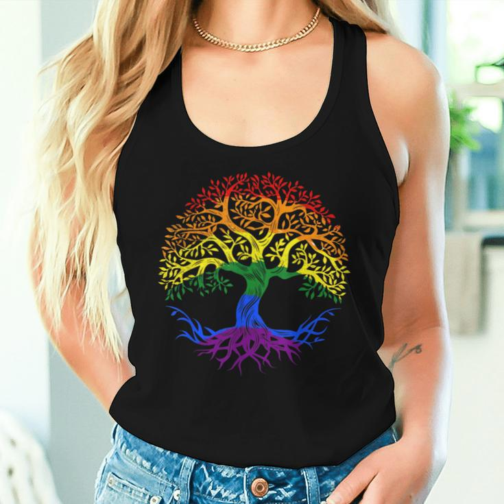 Lgbt Pride Month Tree Life Rainbow Gay Lesbian Women Tank Top Gifts for Her