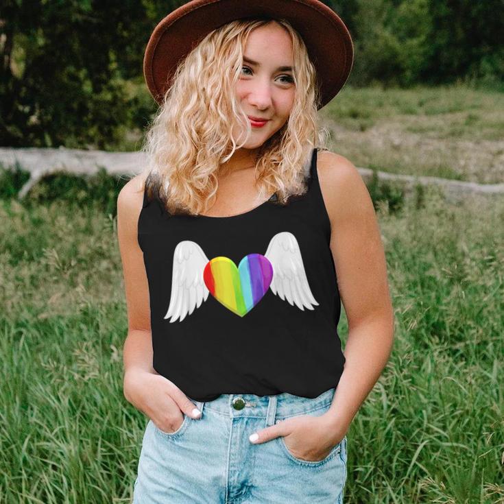 Lgbt Rainbow Heart With Angel Wings Lesbian Gay Pride Women Tank Top Gifts for Her