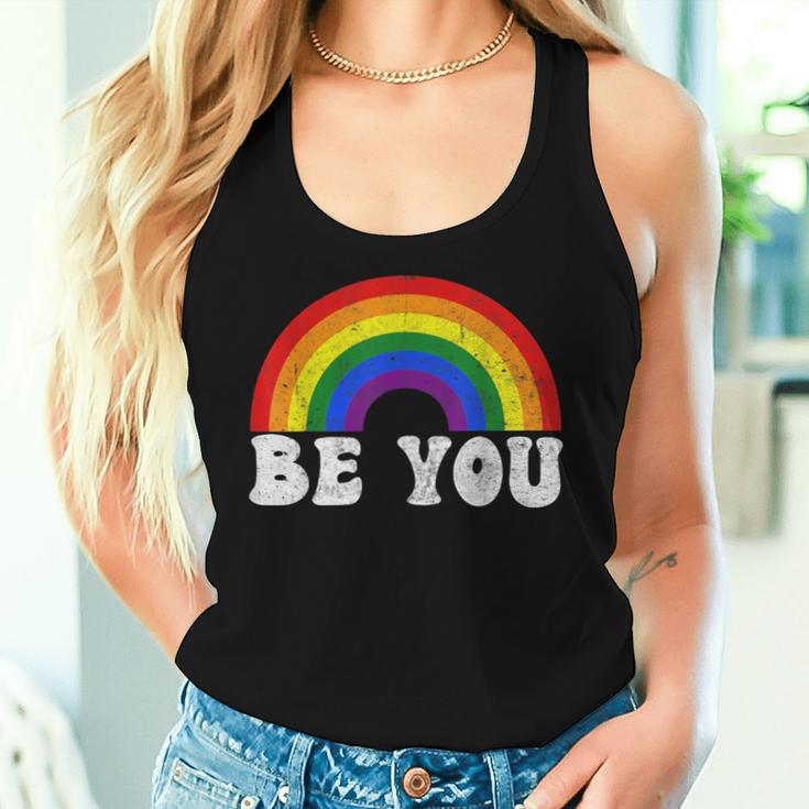 Lgbtq Be You Gay Pride Lgbt Ally Rainbow Flag Transgender Women Tank Top Gifts for Her