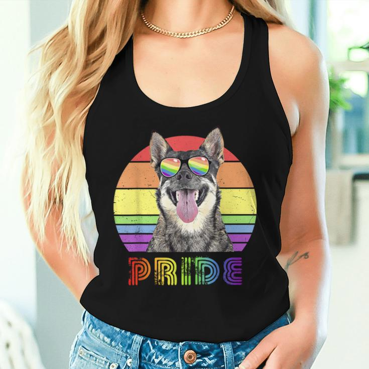 Lgbtq Swedish Vallhund Dog Rainbow Love Gay Pride Women Tank Top Gifts for Her