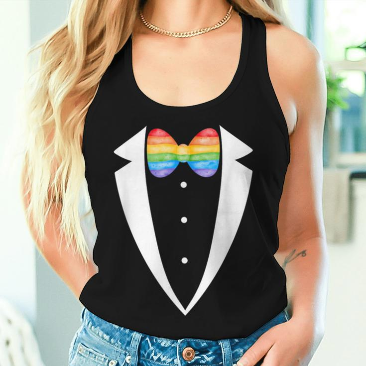 Lgbtq Tuxedo Rainbow Tuxedo Suspenders Gay Pride Month Women Tank Top Gifts for Her