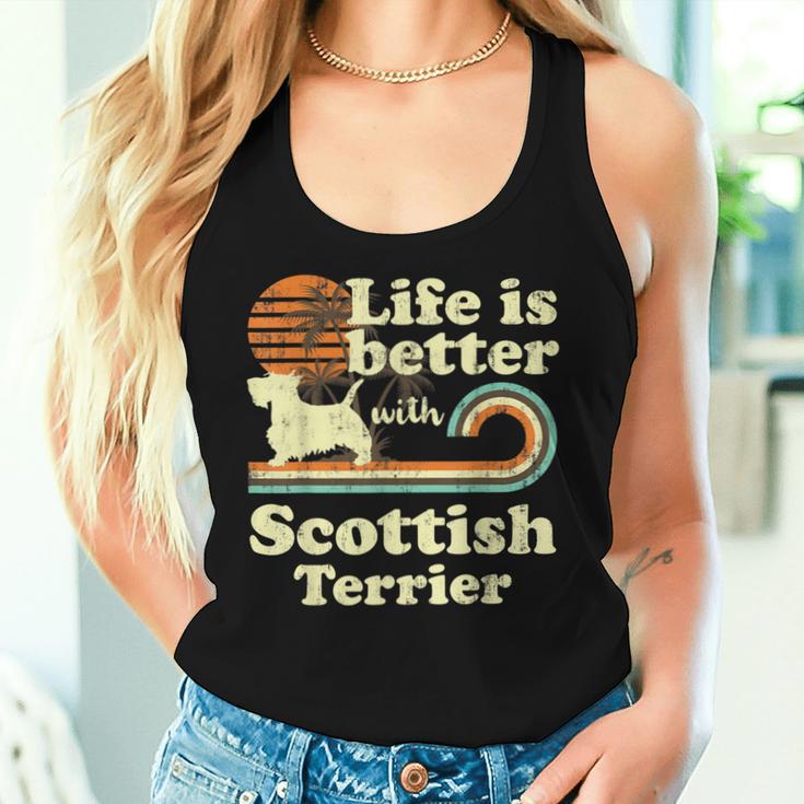 Life Better Scottish Terrierintage Hund Mama Papa Tank Top Frauen Geschenke für Sie