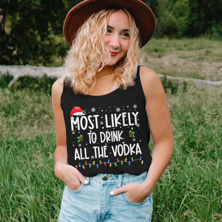 Most Likely To Drink All The Vodka Christmas Matching Family Women Tank Top Gifts for Her