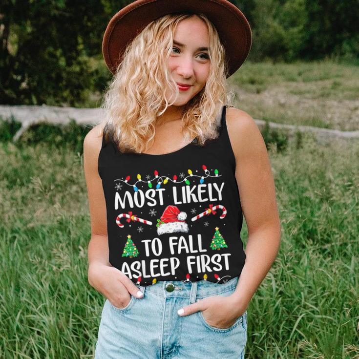 Most Likely To Fall Asleep First Xmas Family Women Tank Top Gifts for Her