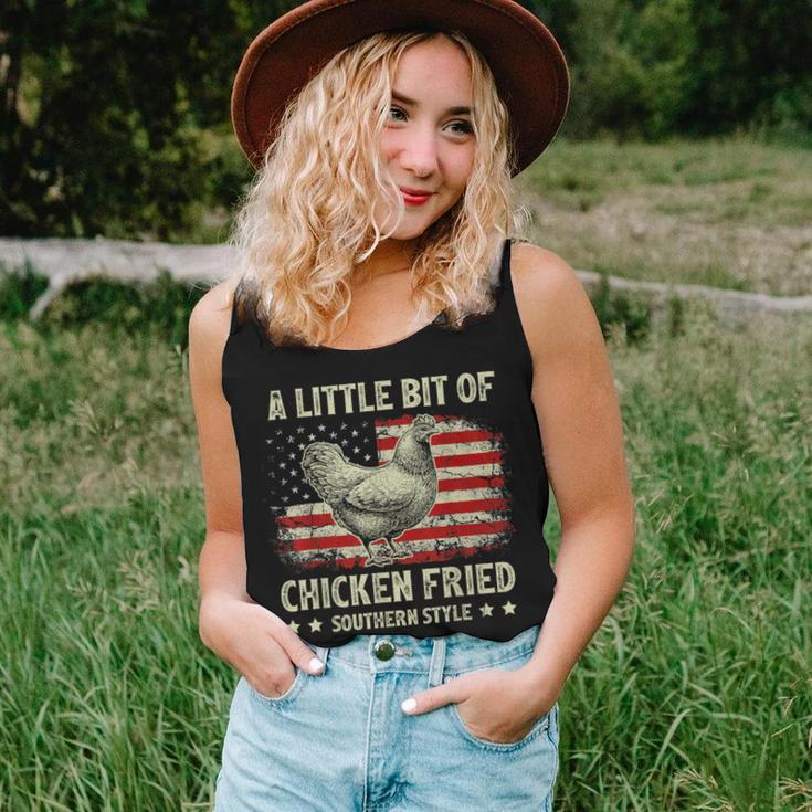 A Little Bit Of Chicken Fried Southern Style Usa Flag Women Tank Top Gifts for Her