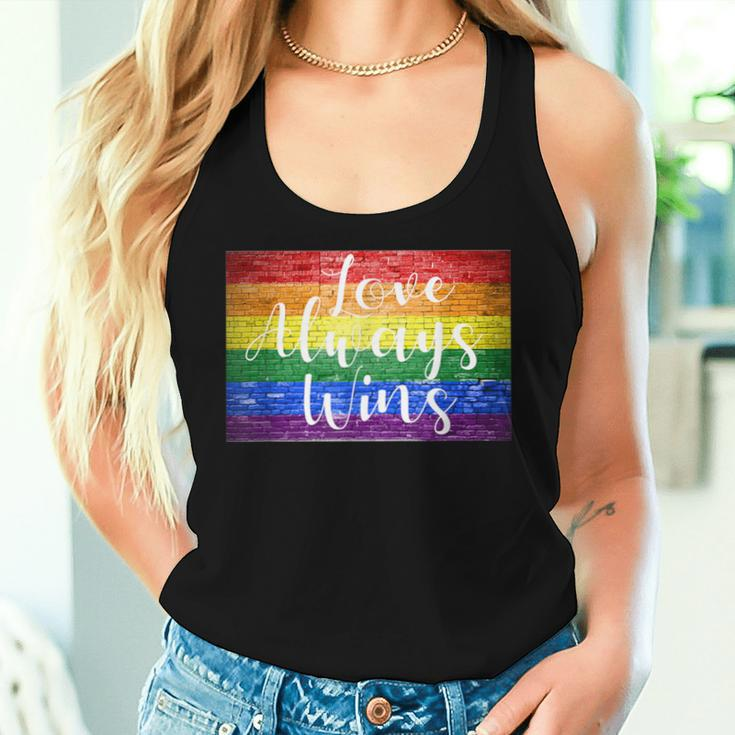 Love Always Wins Gay Pride Rainbow Graffiti Cfd Lettering Women Tank Top Gifts for Her