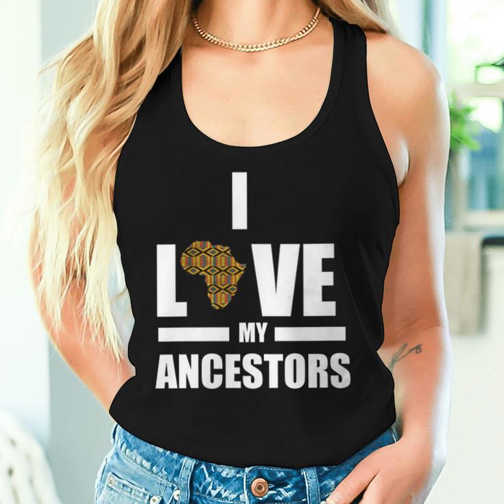 I Love My Ancestors Kente Pattern African Style Women Tank Top Gifts for Her