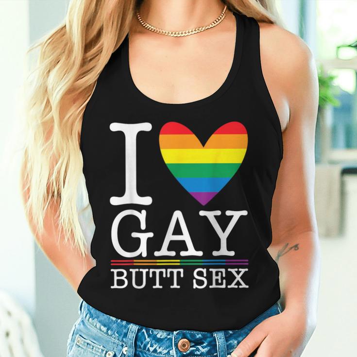 I Love Gay Butt Sex A Dirty Adult Homosexual A Rainbow Heart Women Tank Top Gifts for Her