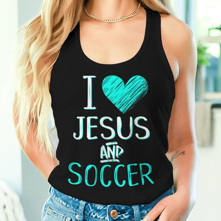 I Love Jesus And Soccer Christian Futbal Goalie Women Tank Top Gifts for Her