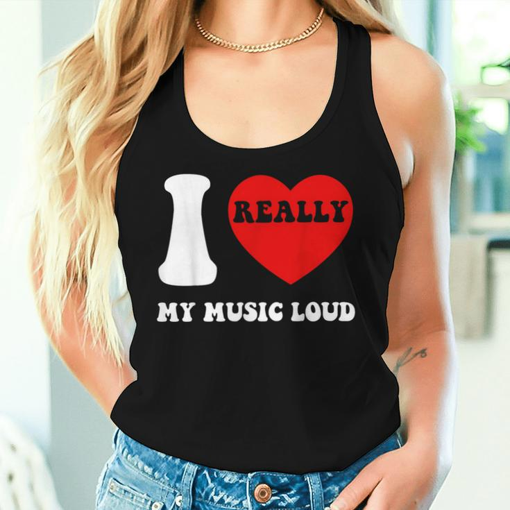 I Love My Music I Heart My Music Loud Vintage Women Tank Top Gifts for Her