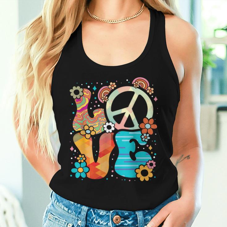 Love Peace Sign Floral Retro 70Er 80Er Jahre Kostüm Hippie Tank Top Frauen Geschenke für Sie