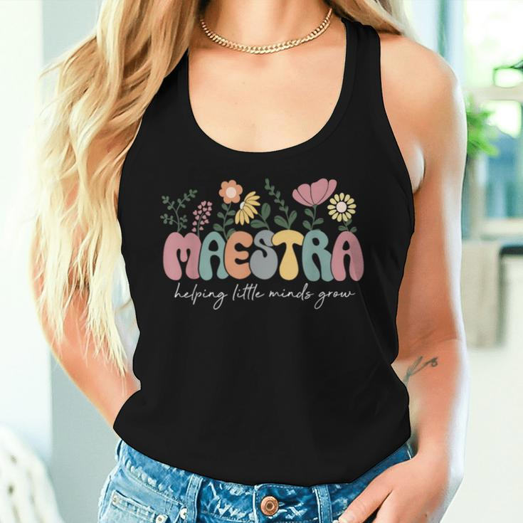 Maestra Helping Little Minds Grow Last Day Of School Women Tank Top Gifts for Her