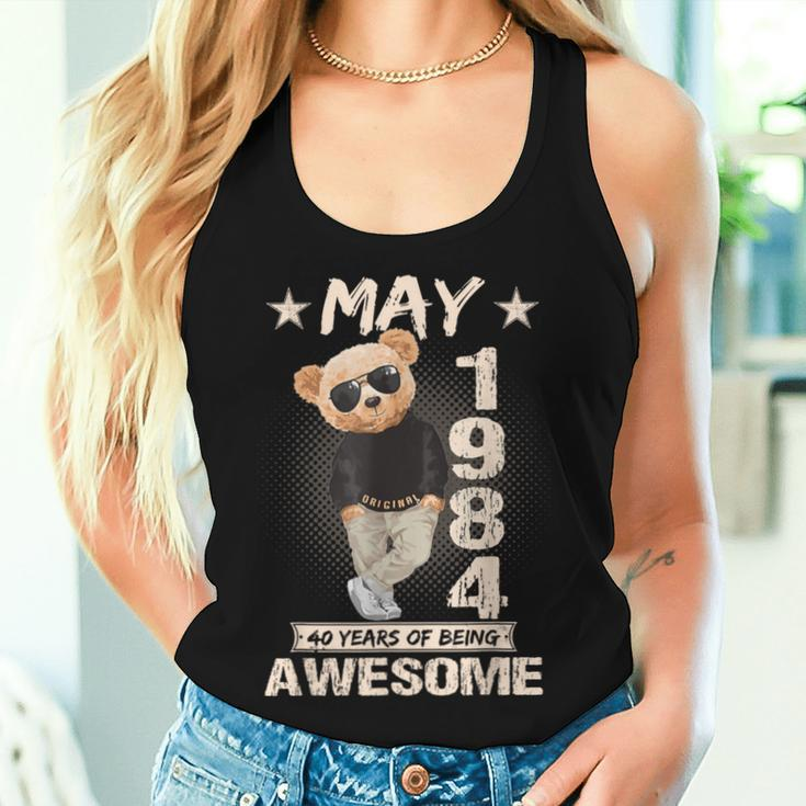May 40Th Birthday 1984 Awesome Teddy Bear Women Tank Top Gifts for Her