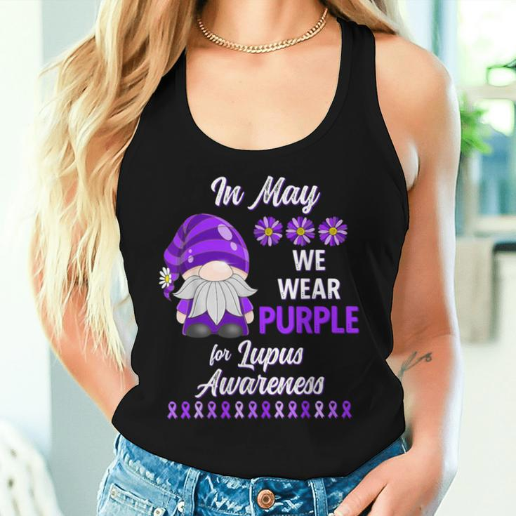In May We Wear Purple Lupus Awareness Month Gnome Daisy Women Tank Top Gifts for Her