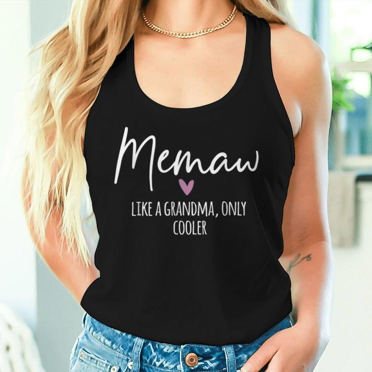 Memaw Like A Grandma Only Cooler Heart Mother's Day Memaw Women Tank Top Gifts for Her