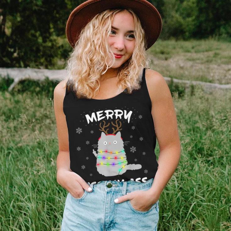 Merry Kissmyass Christmas Theme Cat Lovers For Cat Mum Women Tank Top Gifts for Her