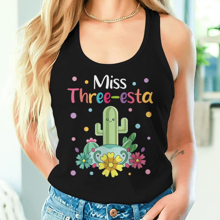 Miss Three-Esta Fiesta Cactus 3Rd Birthday Party Outfit Women Tank Top Gifts for Her