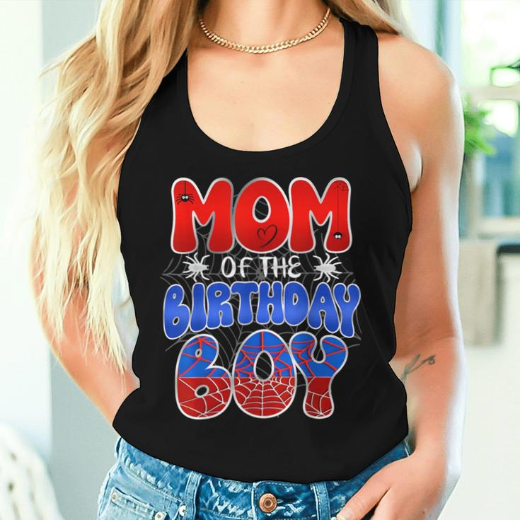 Mom Of The Birthday Spider Web Boy Mom And Dad Family Women Tank Top Gifts for Her
