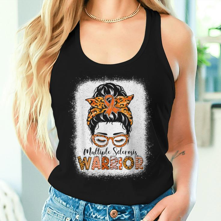 Ms Warrior Messy Bun Multiple Sclerosis Awareness Women Tank Top Gifts for Her