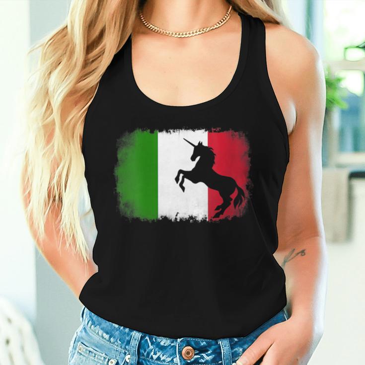 Mythical Unicorn Vintage Italy Italian Flag Horse Lover Women Tank Top Gifts for Her