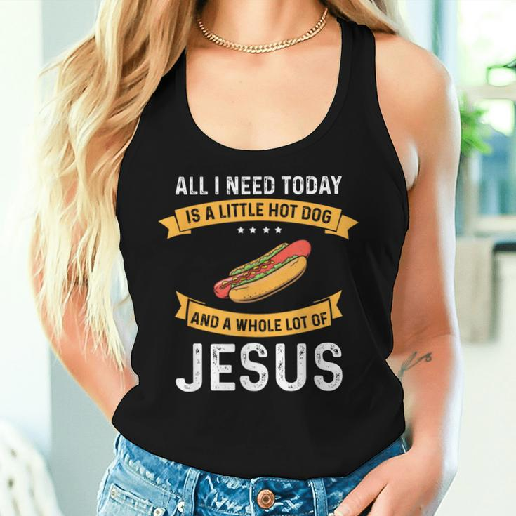 I Need Hot Dog And A Lot Of Jesus Christian God Christ Women Tank Top Gifts for Her