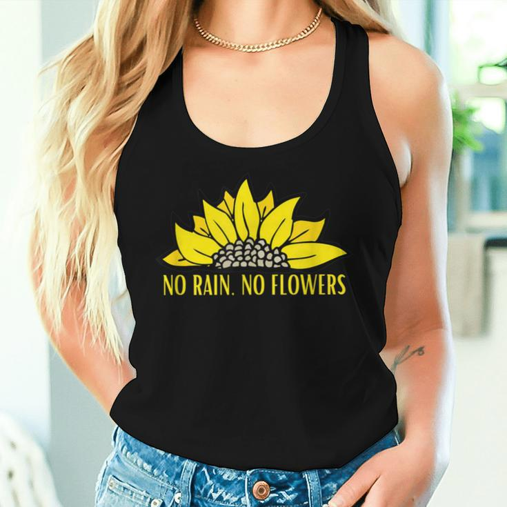 No Rain No Flowers Sunflower Botanical Flower Women Tank Top Gifts for Her
