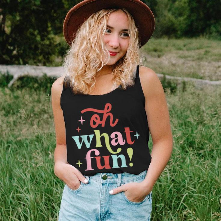 Oh What Fun Retro Christmas Groovy Xmas Holiday Matching Women Tank Top Gifts for Her