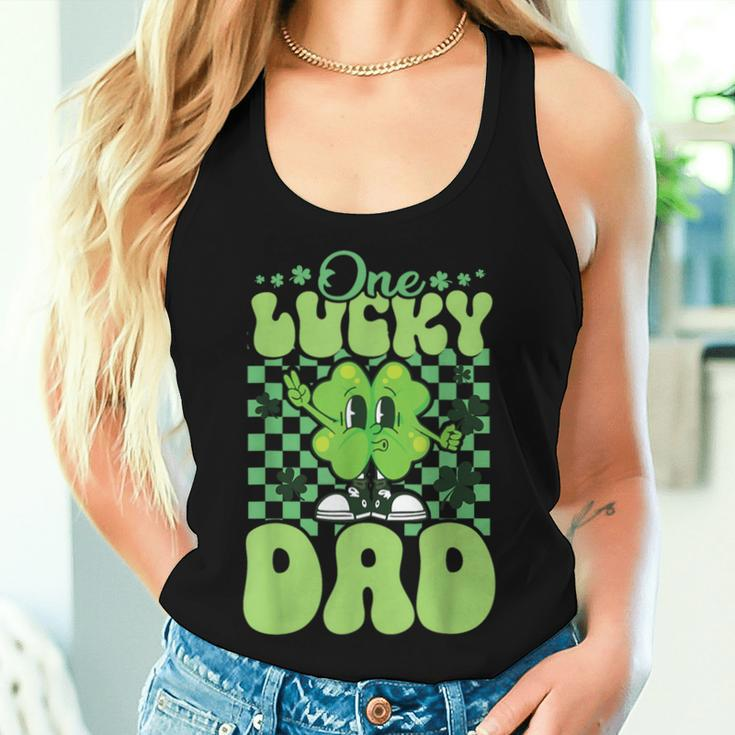 One Lucky Dad Groovy Retro Dad St Patrick's Day Women Tank Top Gifts for Her