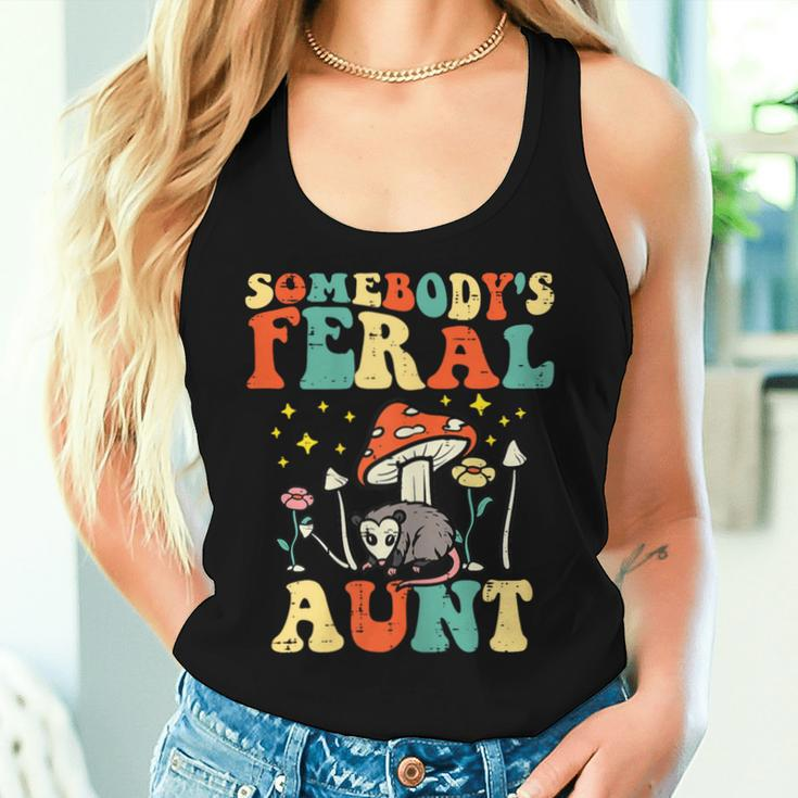 Opossum Somebodys Feral Aunt Groovy Possum Cottagecore Women Women Tank Top Gifts for Her