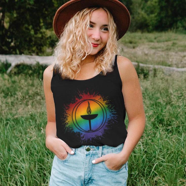 Paint Splatter Lgbtq Pride Rainbow Unitarian Universalism Women Tank Top Gifts for Her