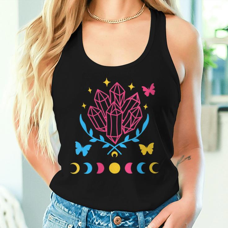 Pansexual Subtle Pan Pride Lgbtq Subtle Moon Phase Crystals Women Tank Top Gifts for Her