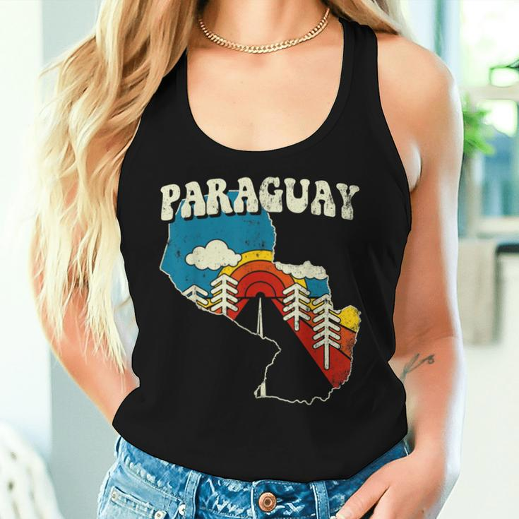 Paraguay Vintage Paraguayan Country Rainbow Retro 70S Map Women Tank Top Gifts for Her